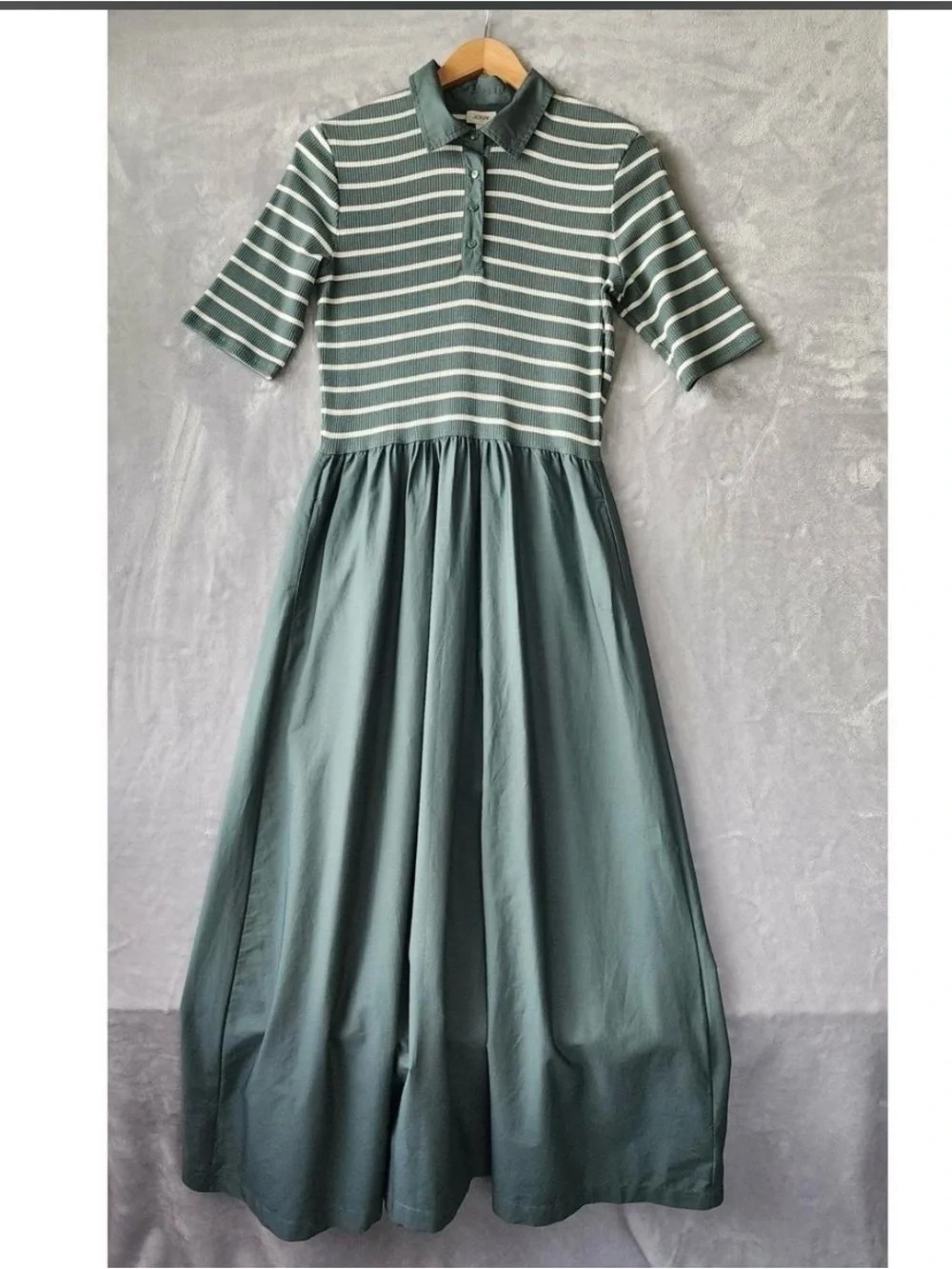 Women’s M J. Crew Green Striped Polo Maxi Dress